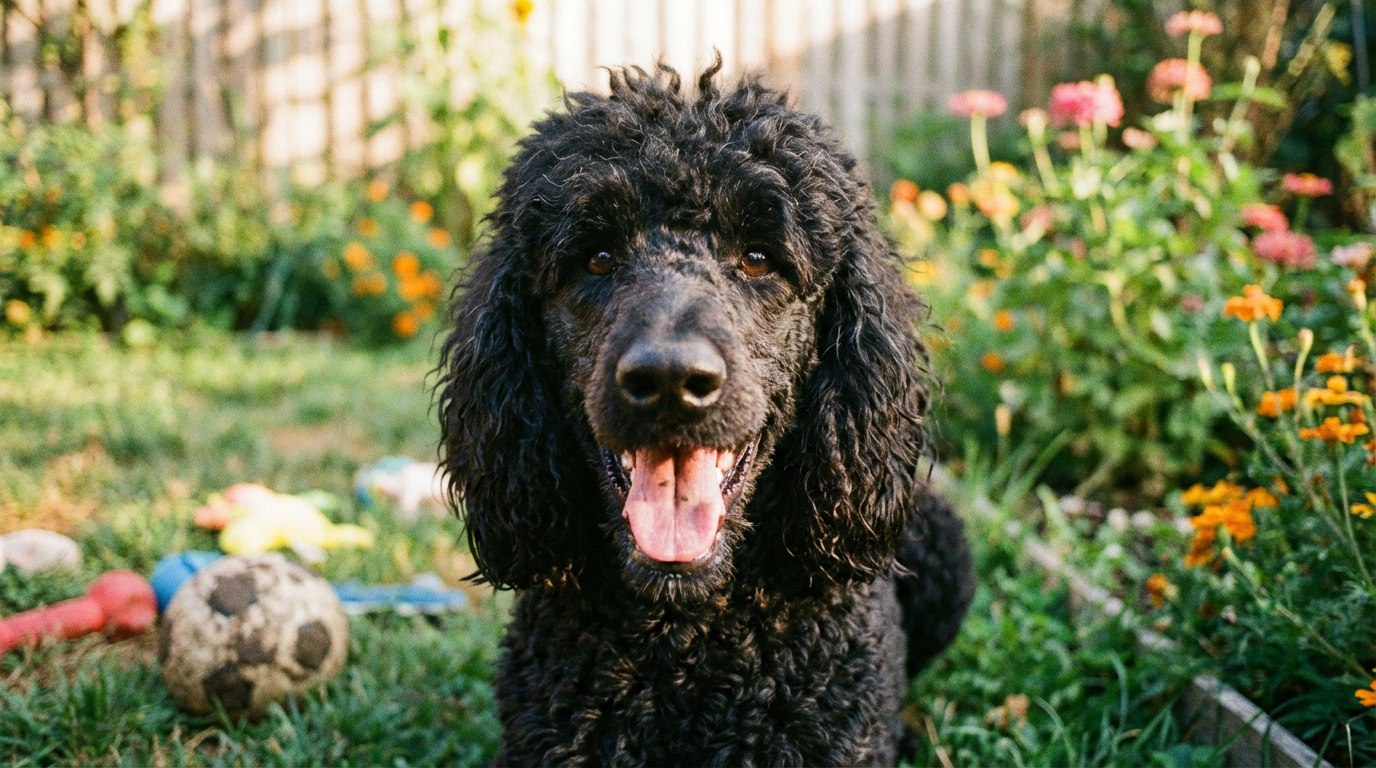 Пудель с характерным выражением морды демонстрирует яркую личность породы