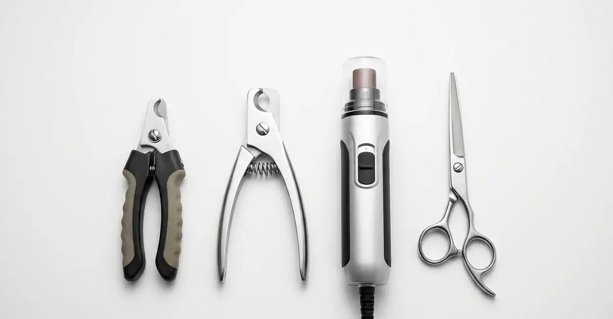 Набор для стрижки когтей пуделю: серповидный когтерез, гильотина, гриндер и ножницы