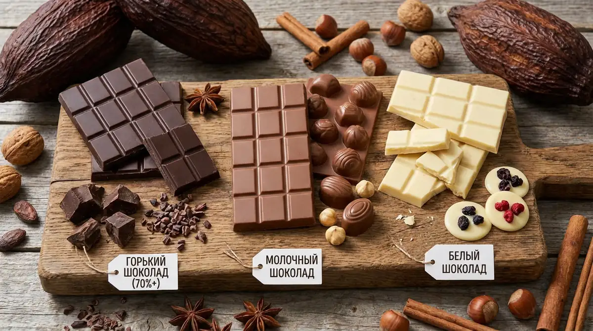 Виды шоколада опасные для пуделей - горький, молочный, белый