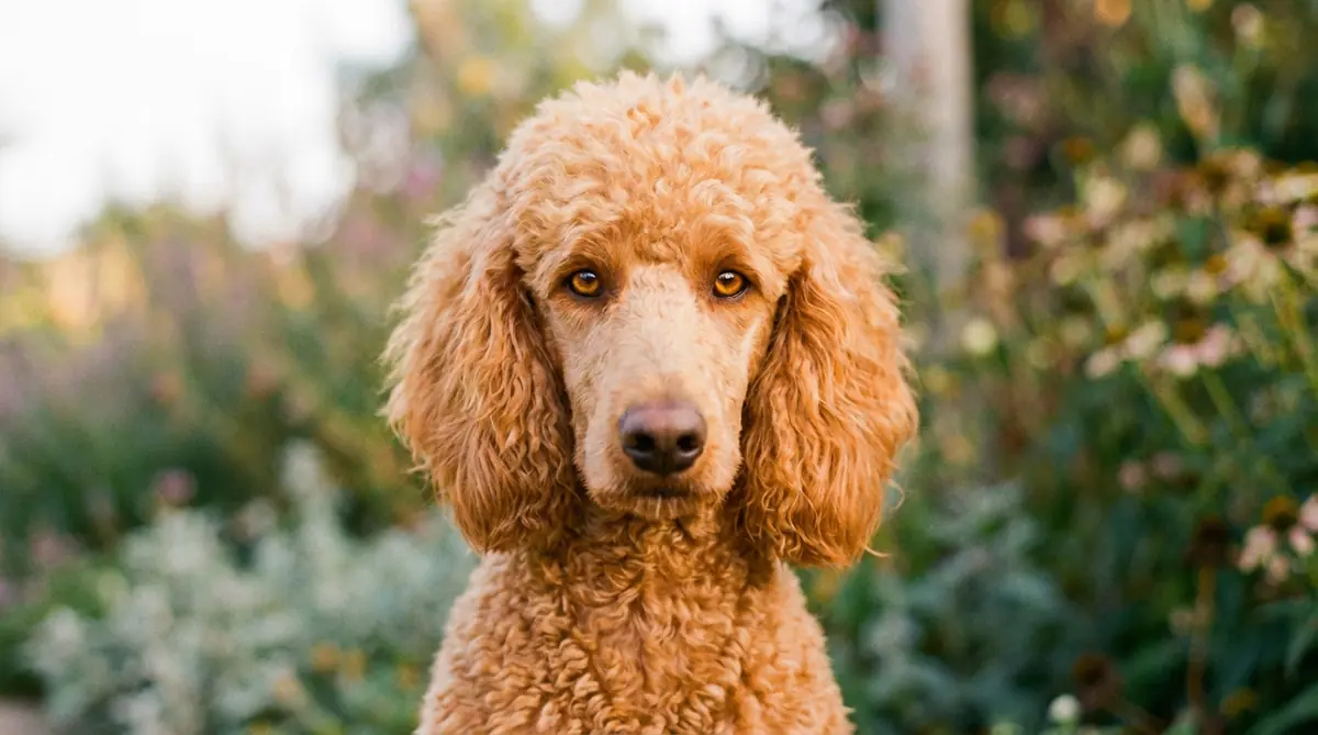Пудель абрикосового окраса с внимательным взглядом - порода, которая заслуживает особенного имени