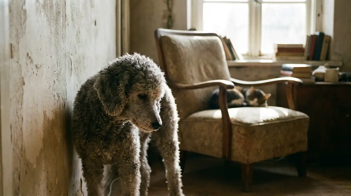 Пожилой пудель дома - ориентация в пространстве при ухудшении зрения