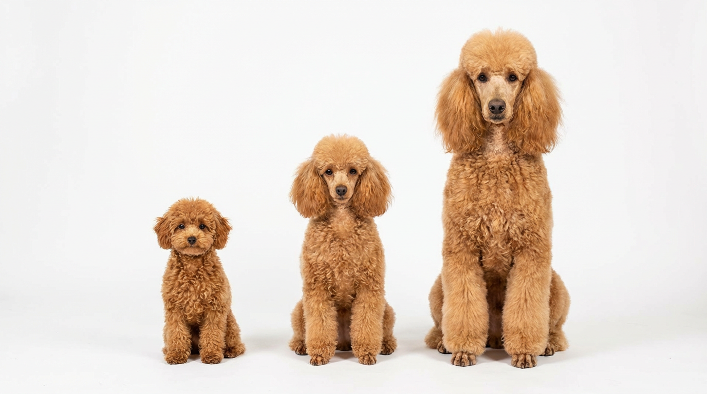Той-пудель, карликовый пудель и большой пудель - сравнение размеров и темперамента